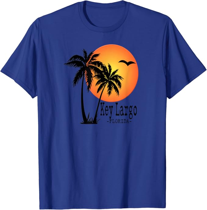 KEY LARGO Souvenir Gift Palm Tree Sun Beach Sunset TShirt Amazon.co